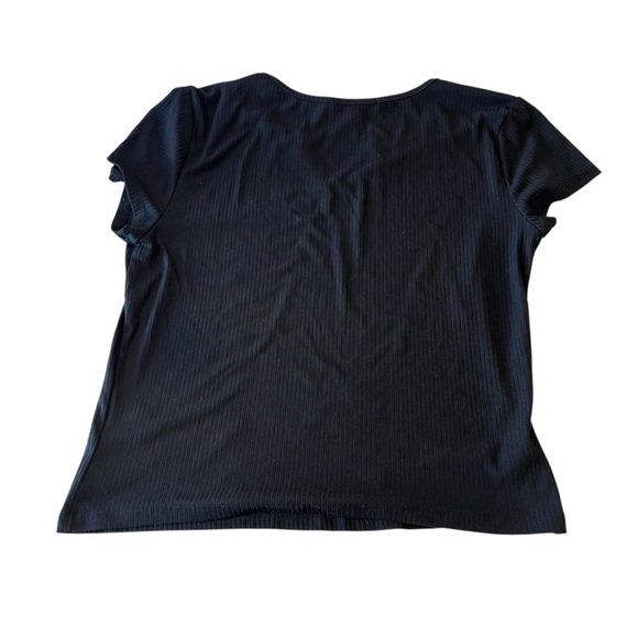 🧁y2k black ribbed v notch top witchy whimsigoth vampire emo grunge halloween - Picture 3 of 8